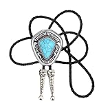 Doitby Bolo Tie for Men Women, Genunie Leather Turquoise Bolo Ties Western Cowboy Necklace Bola Tie Costume Accessories for Men Women