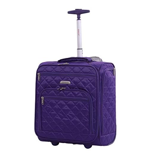 Aerolite Small Underseat Cabin Hand Luggage Trolley Bag For Easyjet Plus, Flexi Fare, Upfront & Extra Legroom Equipaje de Mano, 42 cm, 28 Liters, Morado (Purple)