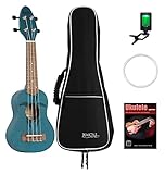 Ortega Keiki K1-BL Sopranino Ukulele Set - Korpus: Okoume - Griffbrett & Steg: Walnuss - Set inkl. Gigbag, Clip-Tuner, Saitensatz & Ukulelenschule - Ocean Blue