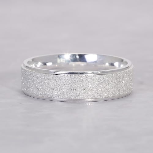 6mm 925 Sterling Silver Sandblasted Ring Simple Wedding Band Everyday Rings for Men Women Comfot Fit Size 7-134