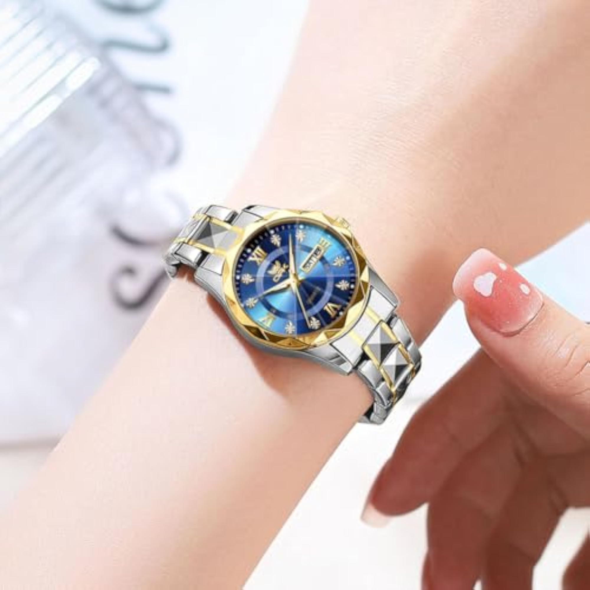 Women's Gold Bling Diamond Business Watch, Stylish Gift