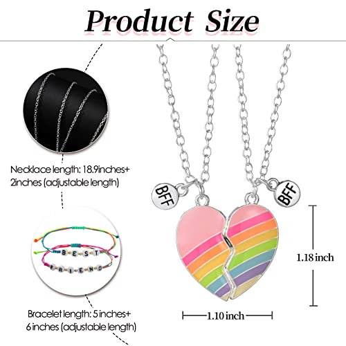 Butishop 4Pcs Best Friend Necklace BFF Half Heart Magnetic Necklaces Friendship Bracelets Forever Pendant Necklaces for Women Jewelry Gifts2