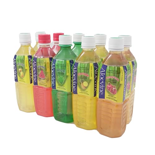 Aloevine Aloe Vera Drink juice l variety |16.9 oz. pack of 10 l 2 original, 2 watermelon, 2 mango, 2 pomegranate, 2 pineapple | plant based Vegetable Korean drinks