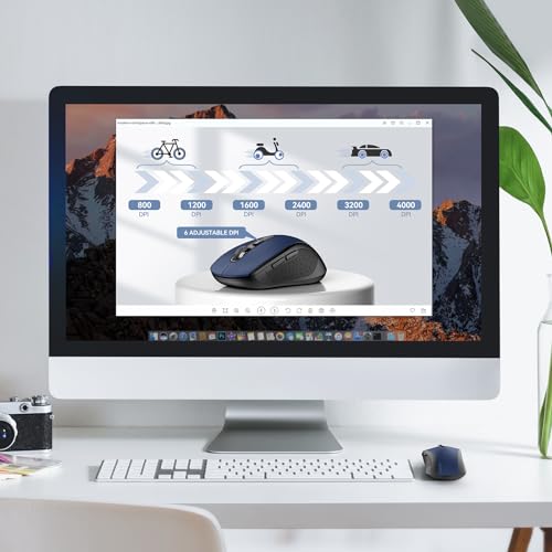 Image of TECKNET 2-in-1 Bluetooth Mouse (BT 5.0 /3.0+2.4Ghz), 6-Level 4000 DPI-Black | BT 5.0 /3.0 & 2.4G wireless mouse with 4000 DPI, silent clicks, ergonomic design, and USB receiver for laptop and PC.