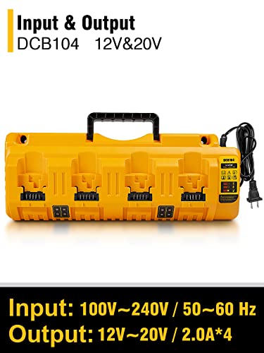 Coomyxin Dcb104 Replacement For Dewalt Battery Charger Station Comaptible With Dewalt 12V 20V Battery Multi Charger 4Port Charger With 2 Usb Ports(No Battery) #TOP1