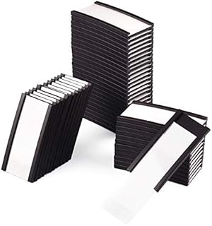 LLPT Magnetic Label Holder 25MM x 50MM 50 Packs C Channel Thick 300g White Paper Cards Protective Film Strong Magnet Mess Free Removable for Shelf White Board Toolbox Metal Wall Cabinet Drawer(MH2150)