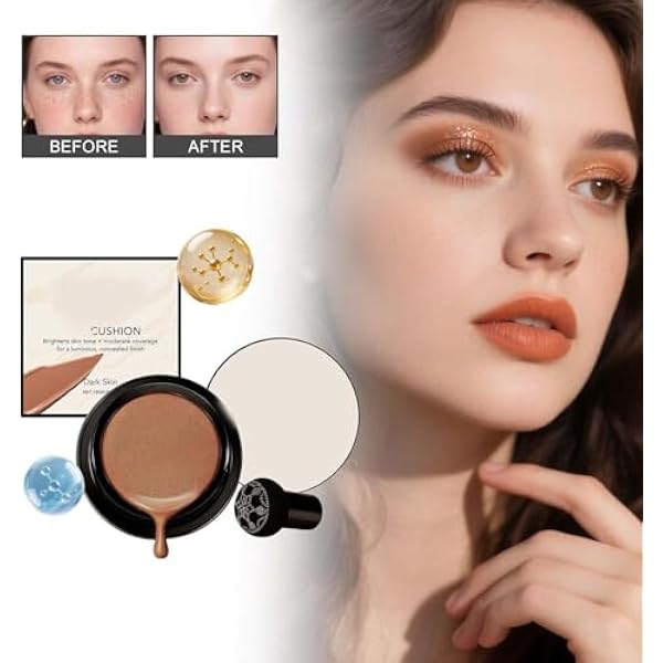 Luvie Glow тональный консилер, грибовидный крем CC Cushion Air, тональный крем с полным покрытием для естественного финиша, увлажняет, осветляет, выравнивает оттенок (натуральный)