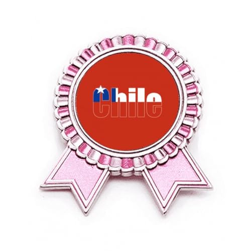 Broche drapeau du Chili en métal rose au design Art déco d'exception