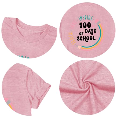 Image of 100th Day of School Shirt for Women Teacher Graphic T-Shirt Funny Teach Short Sleeve Tee Tops