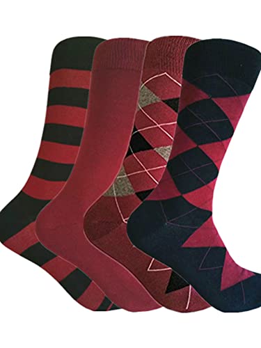 Triple M Plus Men's Burgundy Dress socks,One size fits most