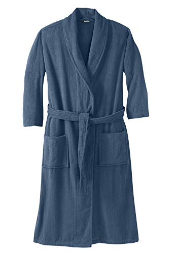 Kingsize Men's Big & Tall Terry Bathrobe With Pockets - Tall - 6Xl/7X, Slate Blue #TOP25
