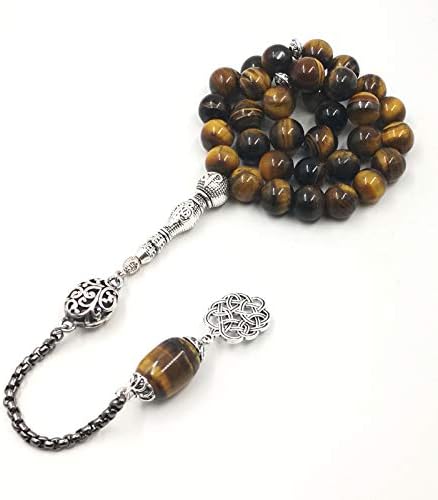 Miniatura 3 de Rosario musulmán de Tasbih con ojo de tigre natural, 33, 45, 66, 99, cuentas de oración, Arabia Saudita, joyería de moda, pulsera árabe, Misbaha