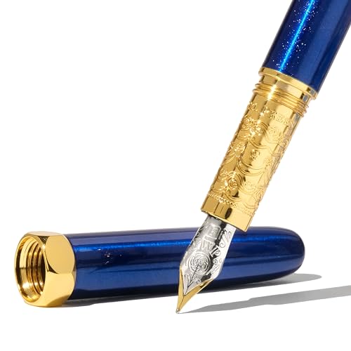 Image of Ferris Wheel Press , Bijou Fountain Pen, Blue Revelry, Double Gold Plated, Sapphire Lacquer Finish, Two-Tone Steel Nib, Fine Nib
