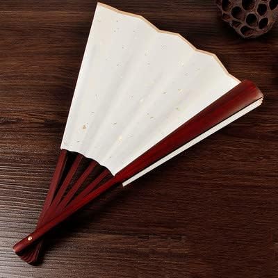 11.8" DIY Wedding Guest Book Fan - Blank Xuan Paper Canvas for Signatures - Large Bamboo Folding Fan for Rustic Wedding Decor, Bridal Shower & Custom Party Favors (Red Bamboo Ribs)