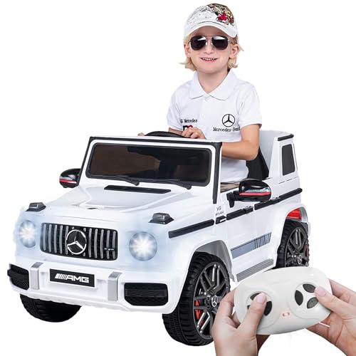 Actionbikes Motors Kinder Elektroauto Mercedes AMG G63 | 2,4 Ghz Fernbedienung - Lizenziert - Kinderauto elektrisch - Elektrofahrzeuge - Spielzeugauto - Elektro Auto für Kinder ab 3 Jahre (Weiß)