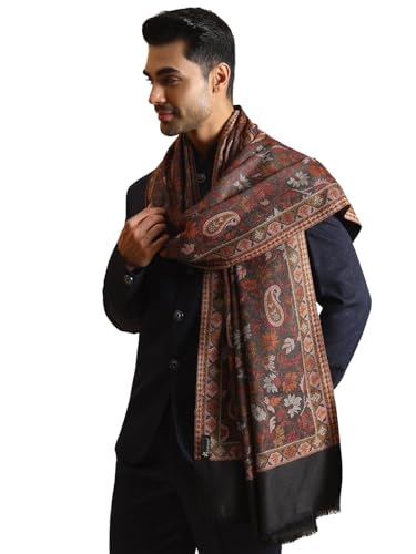 Image of Zamour Faux Pashmina Soft Jamawar Woven Jacquard Shawl for Men