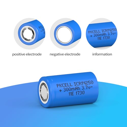 PKCELL ICR14250 300mAh 1/2AA 3.7V Lithium ion Rechargeable Battery (4-Count)