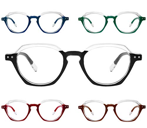 Yogo Vision Reading Glasses For Men & Women– 5-Piece Comfortable Spring Hinge Reading