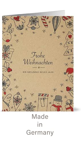 24 Weihnachtskarten aus extra dickem Kraftkarton aus Recyclingpapier (Klappkarten)