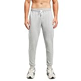 NIMENJOJA Men's Joggers Sweatpants Tapered Workout Running Lounge Pants with Zipper Pockets Light Gr