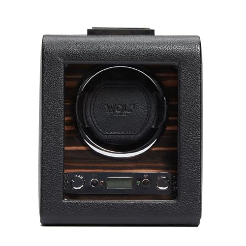 WOLF Designs Viceroy Review 3 Wolf Roadster Single Watch Winder with Glass Cover, Black -