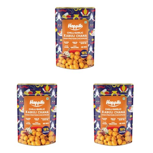 Image of Happilo Premium Super Snack Chili Garlic Chickpeas 110Gm, Crunchy And Delicious, Super Healthy (Pack of 3)