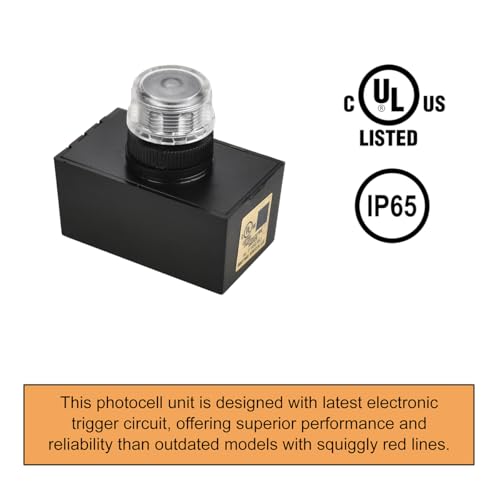 J.LUMI YCA1031 Photocell Sensor for Outdoor Lights, 120V AC Post Eye Photocontrol with Wall Plate, Button Photocontrol, Dusk to Dawn Light Control, UL Listed