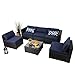 PHI VILLA Outdoor Rattan Sectional Sofa- Patio Wicker Furniture Set (6-Piece 2, Blue)