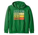 Detto sarcastico in colori retrò e vintage con testo invecchiato, divertente idea regalo personalizzata per tutti con umorismo, sarcasmo e nome Atalia.