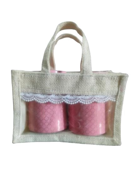 Meka Creations Jute Gift Bags with 2 Tin Jars 300g each For Wedding or any ocassion Baby shower, birthday