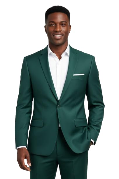 humjoli Men's Blazer, Green, Cotton Blend, Slim Fit, Notch Lapel, Single Button, Long Sleeve, Casual Formal-picture-51