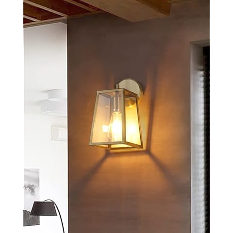 Boca Do Lobo Modern Wall Sconce, Classic Brushed Brass Wall Lighting with Clear Glass for Bedroom, Living Room, Farmhouse, Hallway Cover