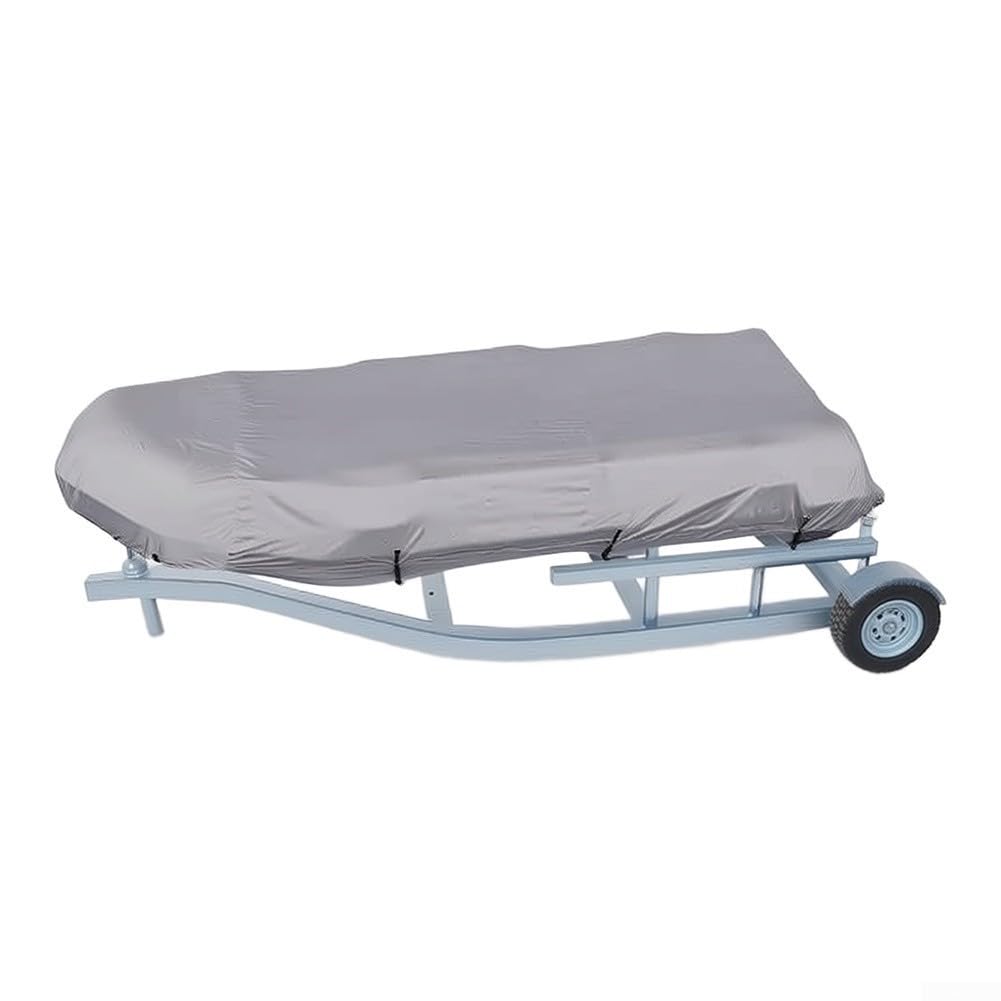 Motorboot-Abdeckung, wasserdicht, 210D Oxford, robuste Plane für Jet, Ski, Schlauchboot, Gummiboot, Allwetter-Staubschutz, Grau (380 x 180 x 50 cm)