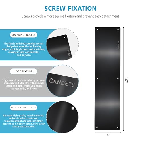 image for CANGETS Door Push Plate, Metal Kickplate for Bottom of Door,4x16 inch 