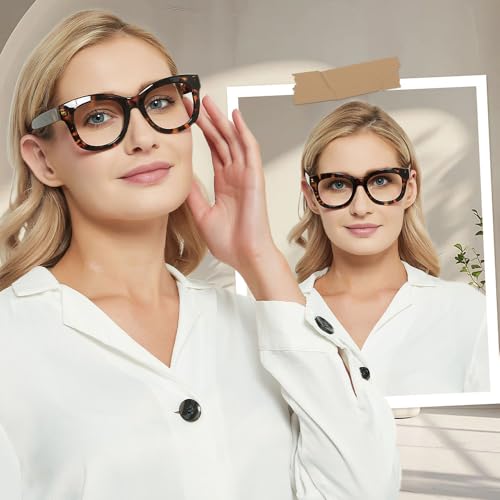 Image of JiSoo Oversized Reading Glasses for Women Men, Stylish Designer Readers Women with Large Frame