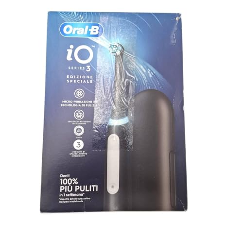 Oral-B Spazzolino Elettrico Ricaricabile iO 3 Nero, 1 Testina Di Ricambio, 1 Custodia Da Viaggio. + Dentifricio Oral-B Pro Expert Protezione Professionale 75ml. 1 Spazzolino