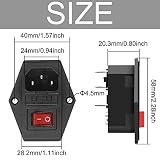 HAAMNING7 5 PCS wtyczka modułu wlotowego, przełącznik Rocker gniazdo zasilania IEC320 C14 5A wyłącznik bezpiecznikowy męski 10 A 250 V 3-pinowe gniazdo zasilania z 5 szt. bezpiecznikiem 5 A i 5 szt