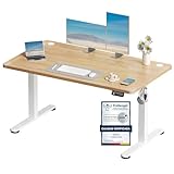 Devoko 120x60 cm Escritorio Regulable en Altura, Escritorio Elevable Eléctrico Telescópico Bidireccional, Escritorio de Oficinay Hogar, para Estudio en Casa con Tablero Ensamblado, Beige