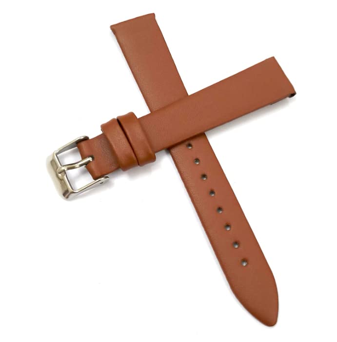 SBWC Brown Leather Strap 14mm Genuine Leather Brown Strap Silver Buckle Clasp Watch Band Strap for Men and Women (B0B5F9Q2FB) Amazon Price History, Amazon Price Tracker