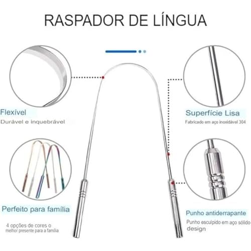 Kit 2 Raspador Limpador De Língua Em Aço Inox Para Higiene Bucal