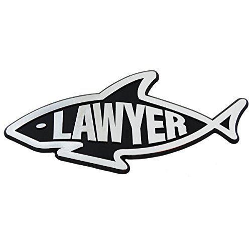 Image of Lawyer Shark Plastic Auto Emblem - [Silver][5'' x 2 1 /4'']