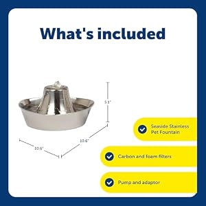 PetSafe Seaside Stainless Cat & Dog Fountain, 60 oz, 2 Filters & Pump — photo 4 of 6