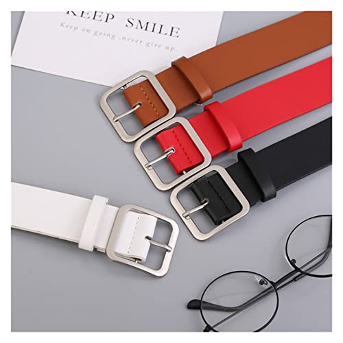 Wide Leather Belt For Women Quality Women Square Pin Metal Buckle Belts For Women Waistband Jeans Belt(Red)2