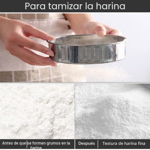 Miniatura 5 de Tancuder Tamices De Harina De 20cm Colador De Harina Fina Tamiz De Reposteria Tamices De Malla De Acero Inoxidable 304 Tamizador De Harina Manual Tamiz Para Hornear De Malla Fina Redondo