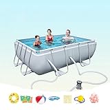 ★ piscinas marco rectangular son fáciles de montar (herramienta gratuita) con una gran capacidad de agua y diseño resistente para un uso de larga duración ..