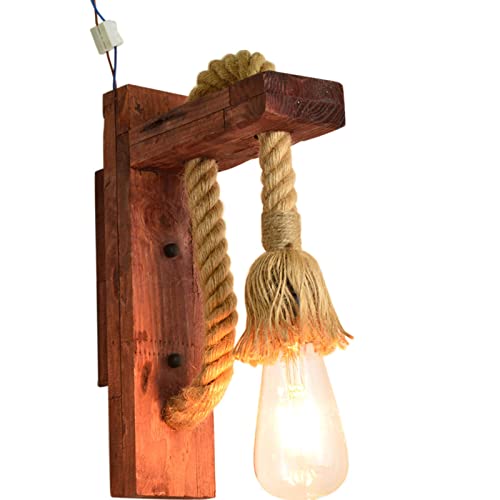 Aplique de pared de cuerda de cáñamo retro E27 para escalera y restaurante de 20cm x 30cm
