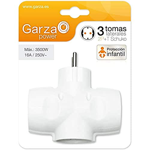 Garza Power - Base múltipla de 3 tomadas laterais com adaptador