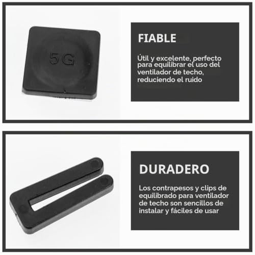 Miniatura 5 de Iplusmile Kit Equilibrio Ventilador Techo Con Clips Y Pesos Autoadhesivos 5 G Reduce Vibraciones Y Ruido Para Hogar, Cocina Y Oficina Para Aspas De Ventilador De Techo