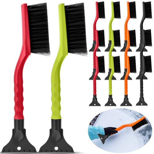 Uiifan 12 Pcs 16 Inch Winter Car Snow Brush Set Ice Scraper and Snow Brush for Car Windshield, Soft Bristle Head, 2 in 1 Winter Removal Tool for SUV and Truck Multi Functional Accessories Gift