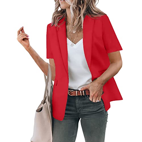 Wdgfv Blazer Dress For Women, Womens Casual Open Front Long Sleeve Blazer Collared Work Office Pockets Jackets Jackets Slim Fit Blazer Red Blazers For Women #TOP1
